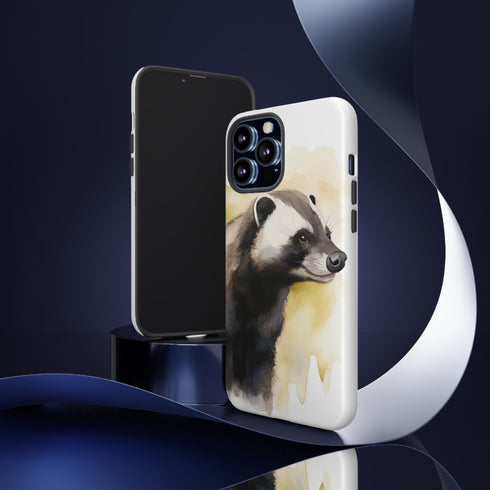 Badger on a Yellow Background - Impact Resistant Phone Case